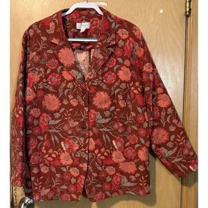 CJ Banks Christopher & Banks Blazer 3X Red Orange Cotton Jacket EUC